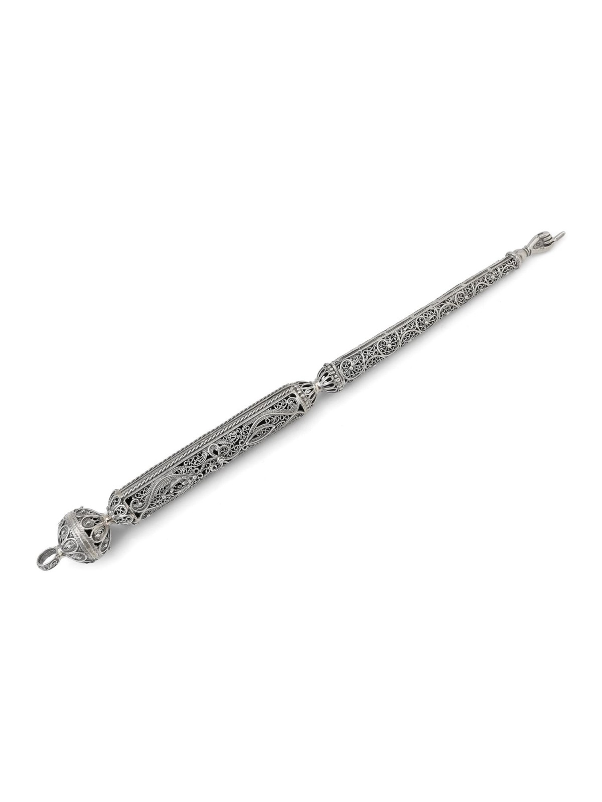 Shoham Yemenite Art Long and Elegant Sterling Silver Filigree Torah Po